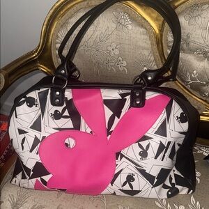 Playboy Pink Bunny Print Duffel Bag